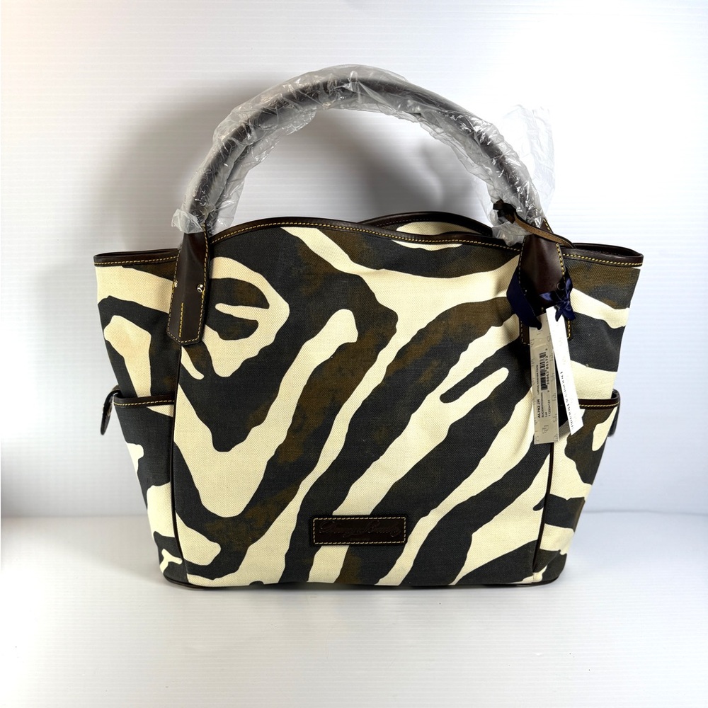 Dooney and Bourke Stylish Canvas Zebra Print Tote Bag NWT